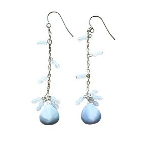 Silver and Blue Semi Precious Stone Dangly Earrings - Canadian Designer